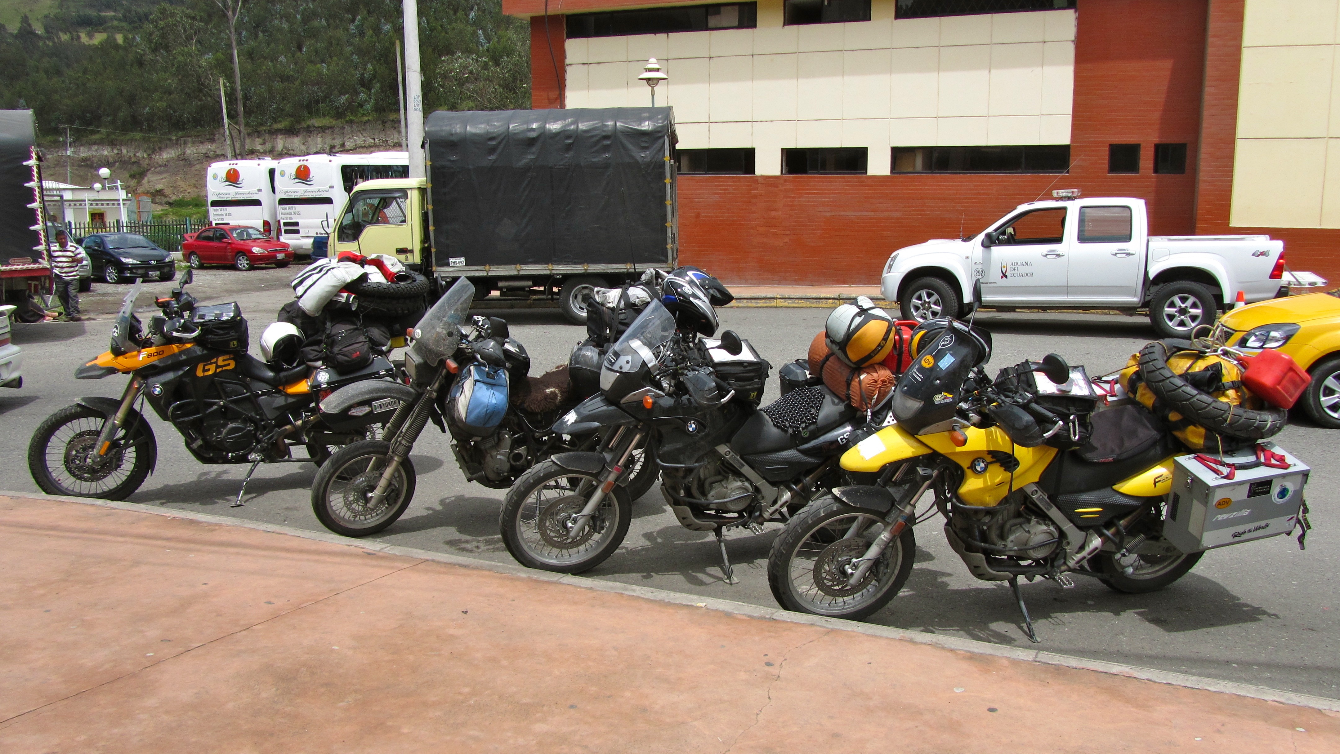 The bikes at the Ecuadoran Border