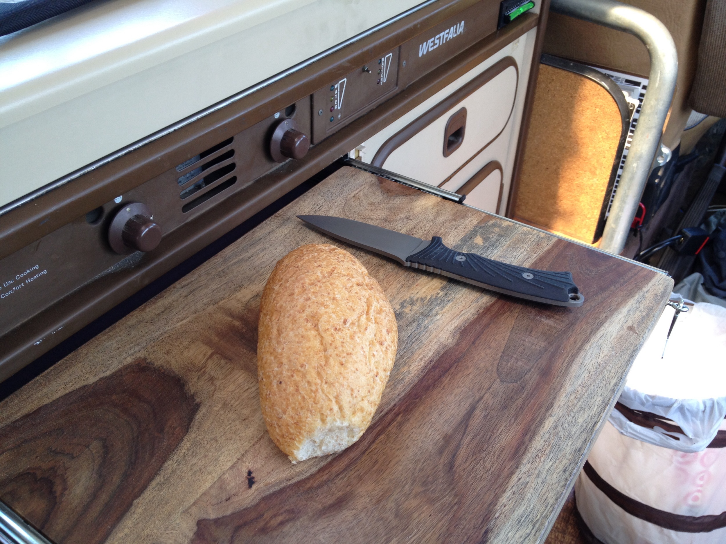 First time using our newly built in cutting board