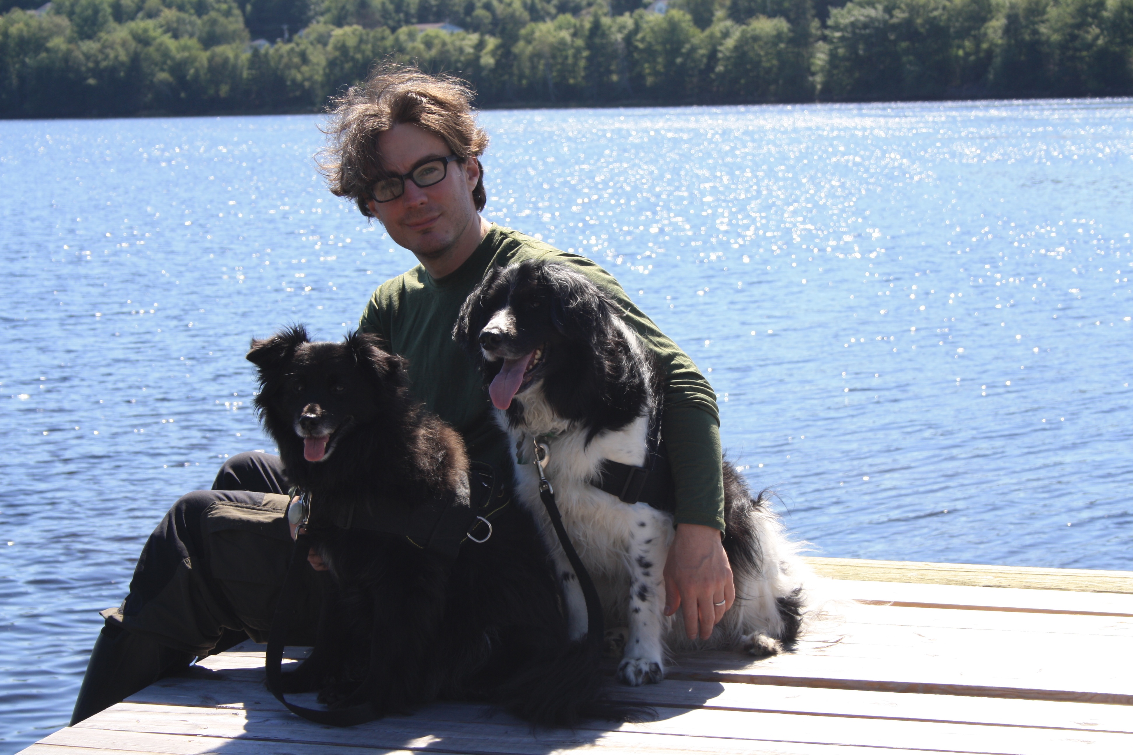 Kay and the Dogs on a dock
